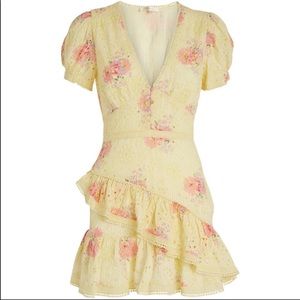 LoveShackFancy Yellow Mini Floral Dress
